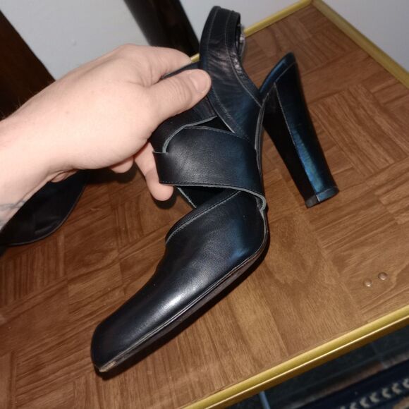 Y2K Bebe Black Sling Back Pump Style Heels Made In Spain 9.5 Medium - Picture 7 of 11